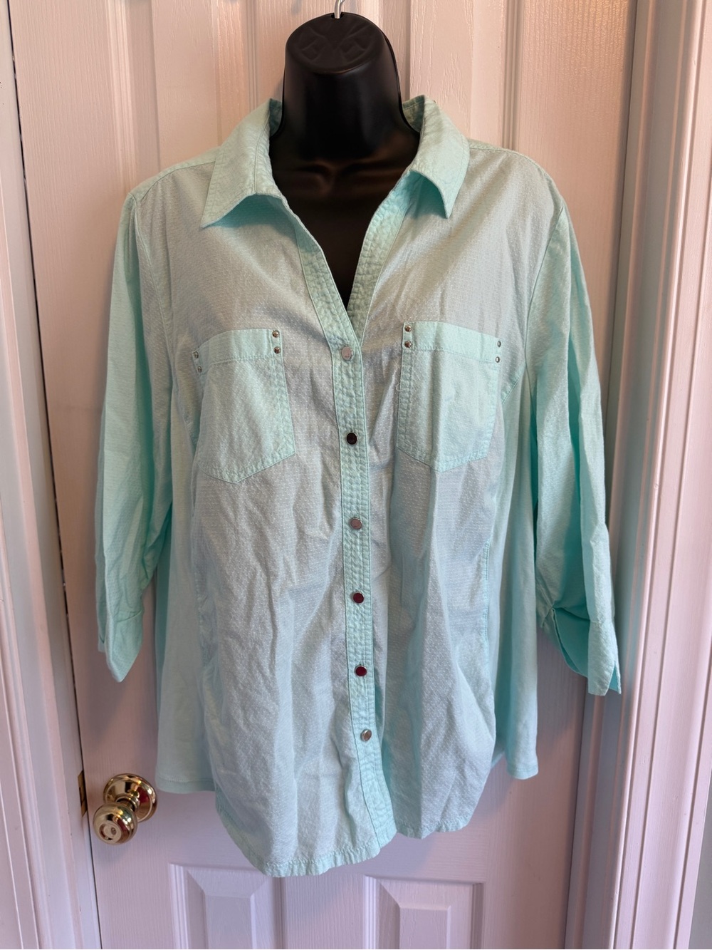 croft & barrow Mint Green Button-Front Shirt
